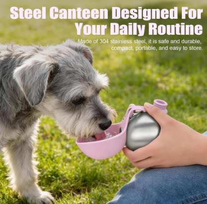 SnoutSip Steel Canteen — 304 stainless steel, fold-out bowl