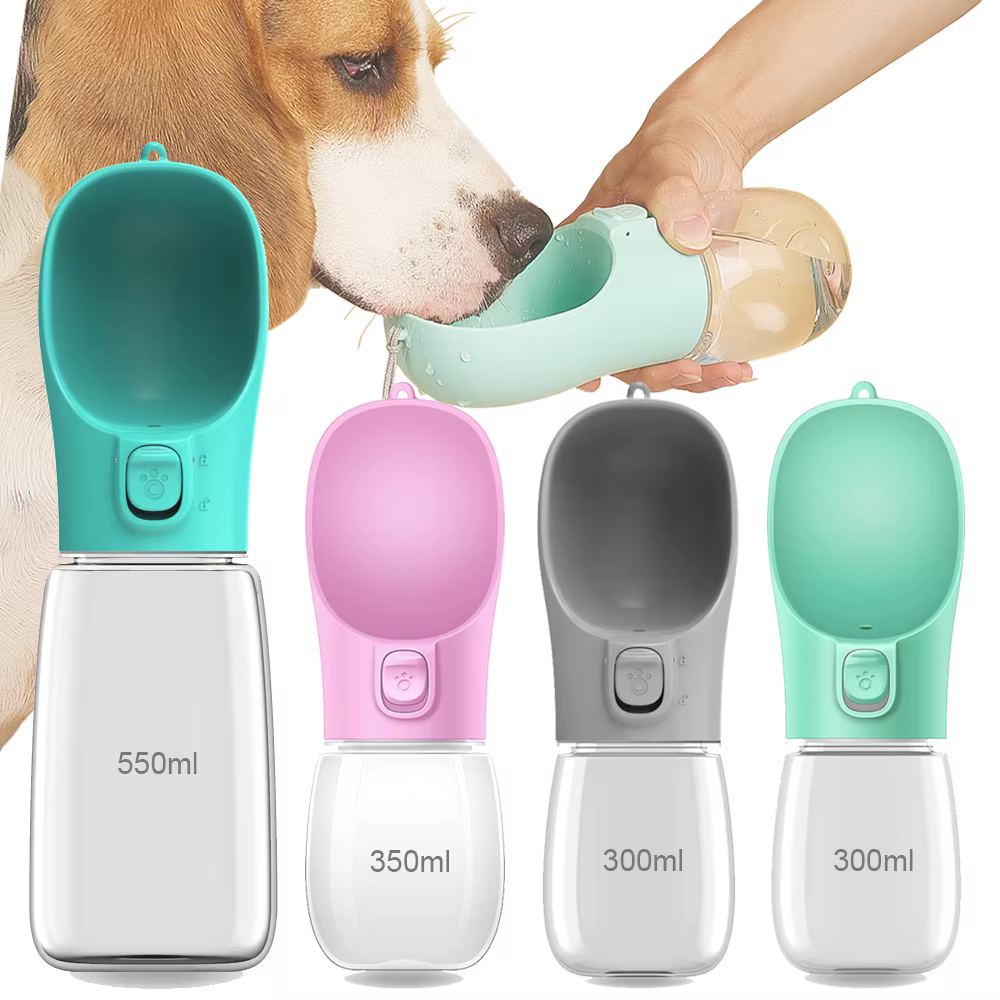 Beagle drinking from SnoutSip Classic Bottle — all colors